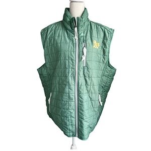 Cutter & Buck green atheltics rainier full zip puffer Vest MLB NEW Oakland A’s